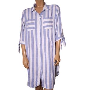 Sharagano Blue and‎ White Striped Dress